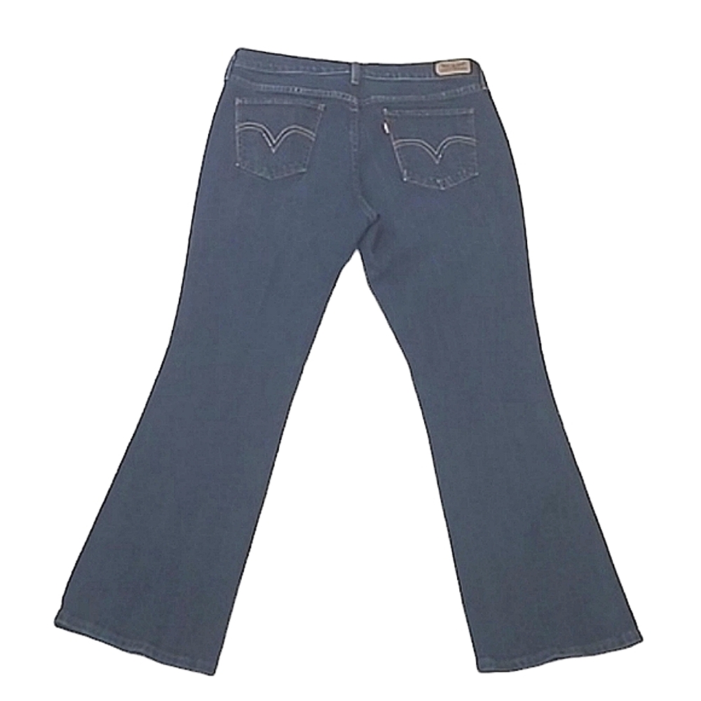Levi's High Waist Rise Dark Washed Jeans Bootcut Embellishment Worn Look Red Tag